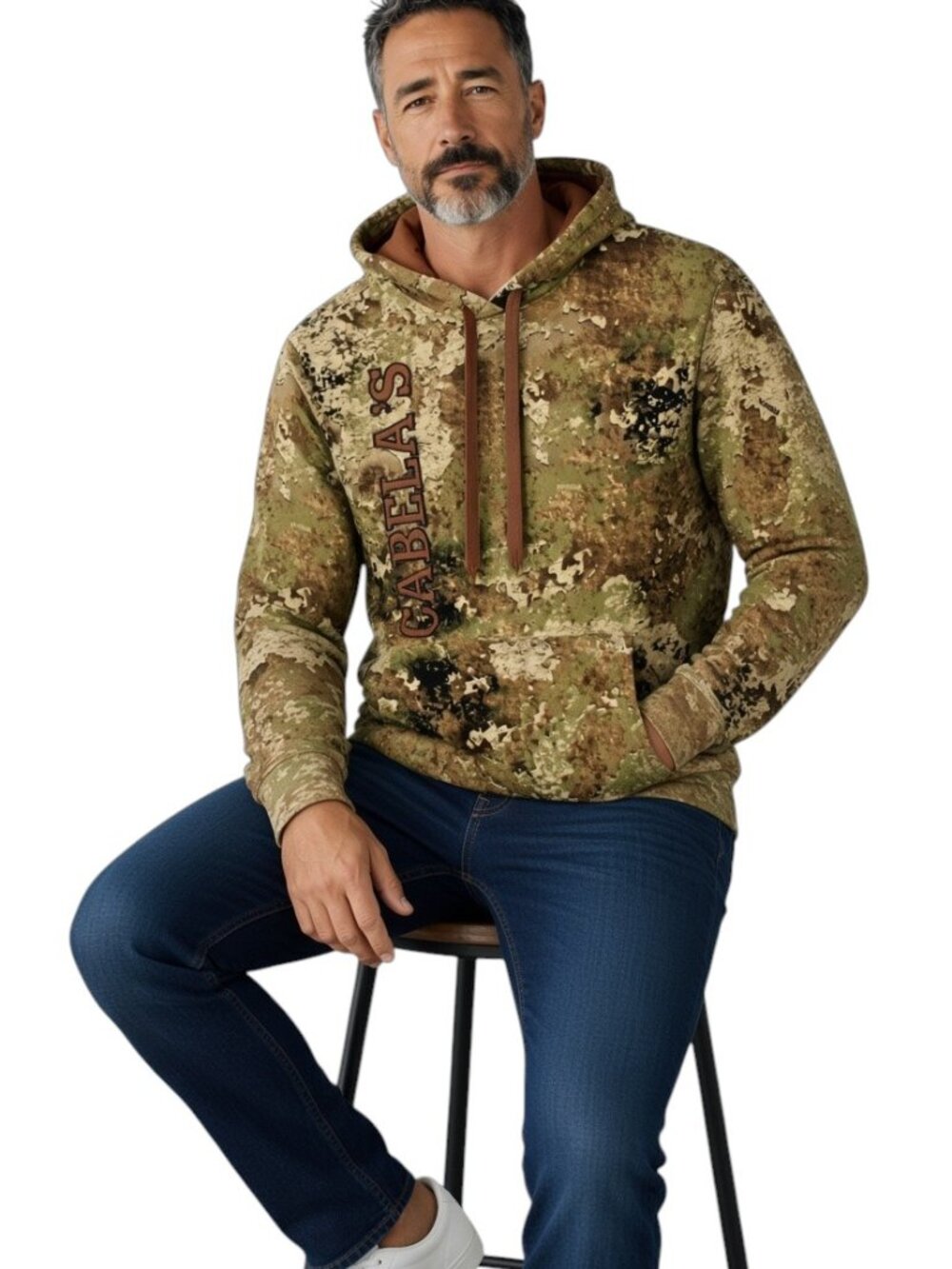 Cabelas Opening Day III Hunting Hoodie Mens Med Camo Green Strata Pouch Pocket